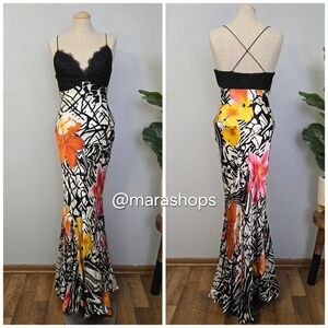 Vintage Y2K MARY L Couture Silk  Lace Floral Mermaid Maxi Slip dress